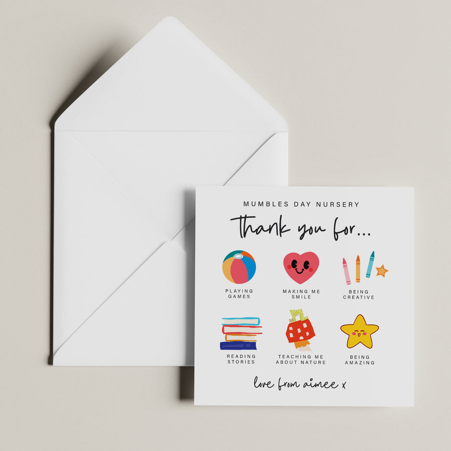 Personalised Nursery and Teacher Thank You Cards - End of Term Gift