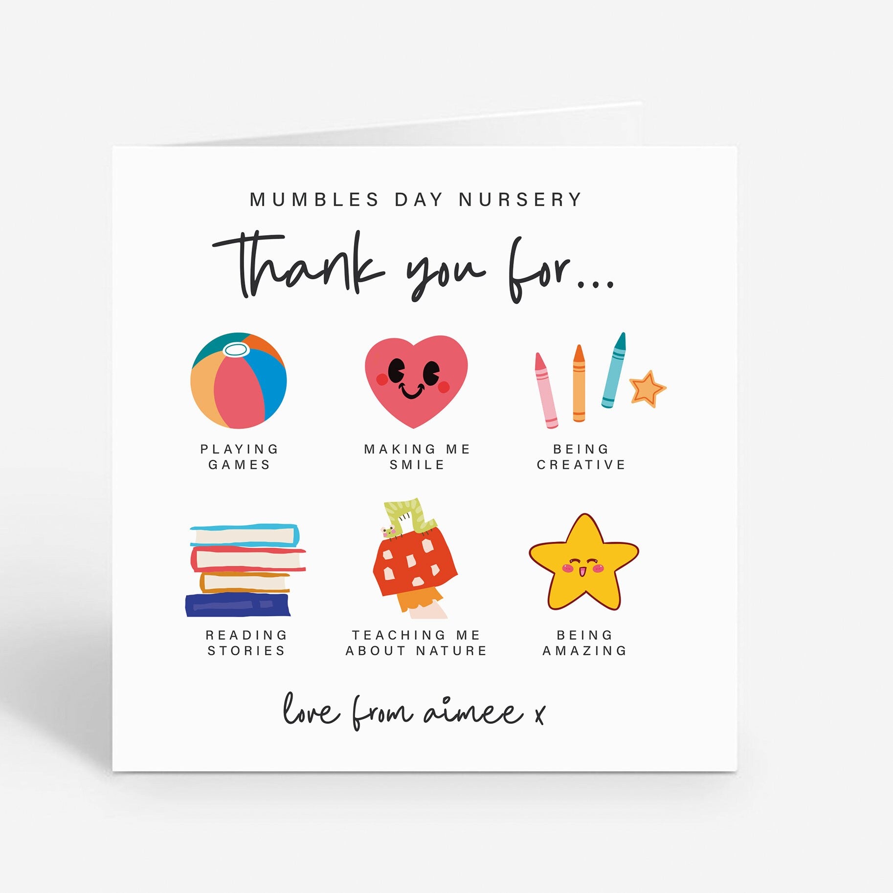 Personalised Nursery and Teacher Thank You Cards - End of Term Gift