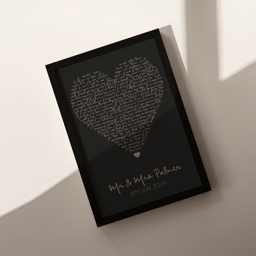 Metallic Foil Song Lyrics Heart Print - Paperful