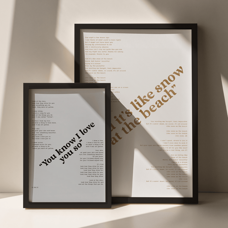 Metallic song Lyrics Print - Paperful