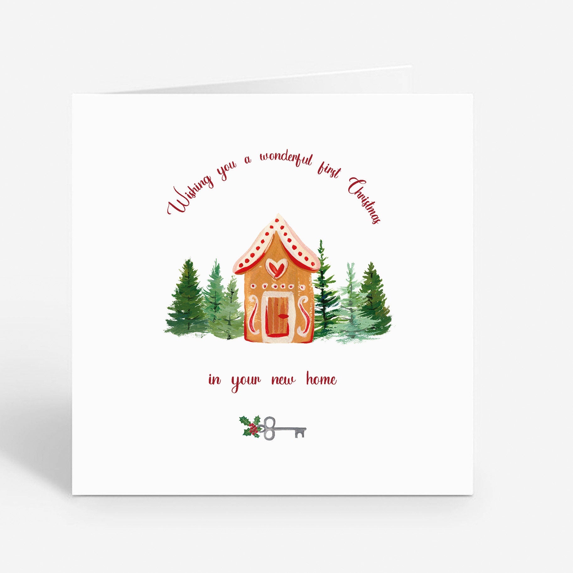 Christmas and New Home Card - First House Happy Holidays Housewarming First Christmas