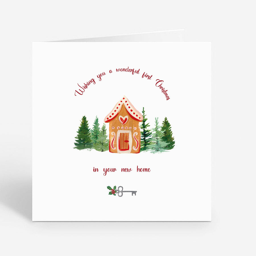 Christmas and New Home Card - First House Happy Holidays Housewarming First Christmas