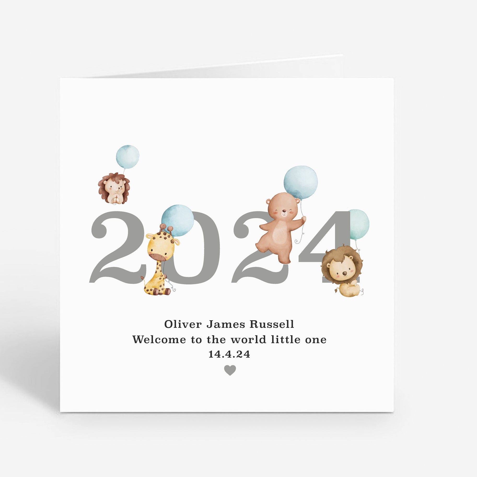 Personalised Newborn Welcome Card for Baby Boy - 2024 Birth