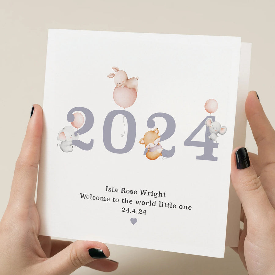 Personalised Newborn Card - 2024 Welcome Baby Girl Card