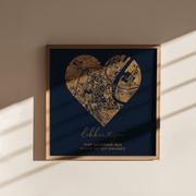 Heart Shaped Metallic Foil Map Print - Paperful