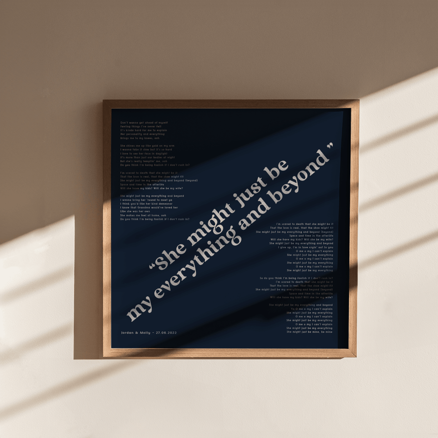 Metallic song Lyrics Print - Paperful