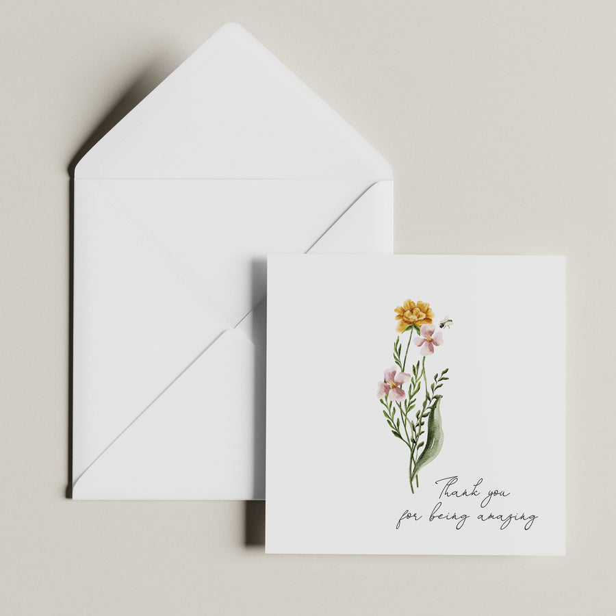 Thank You Card - Personalised Floral Design