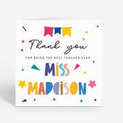 Personalised Teacher Thank You Card - End of School Rainbow Card with Gift Option