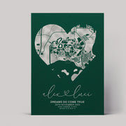 Metallic Foil Heart Shaped Street Map