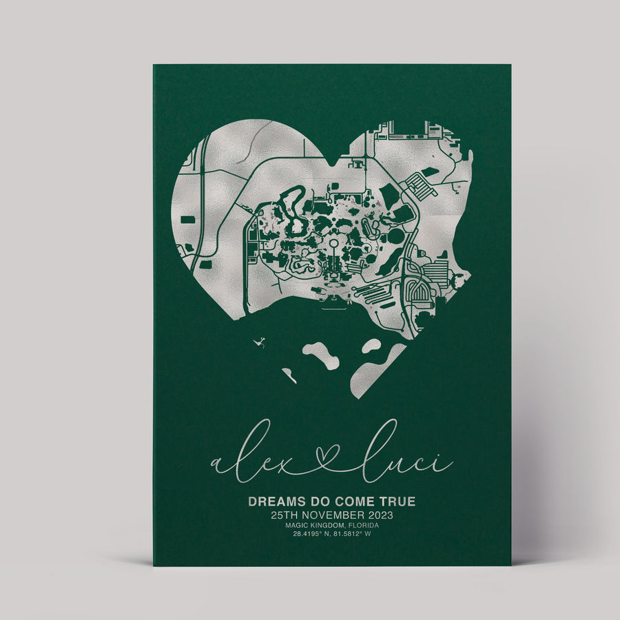 Metallic Foil Heart Shaped Street Map