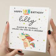 Personalised 10th Birthday Unicorn Card - Daughter Granddaughter Niece Sister God Daughter