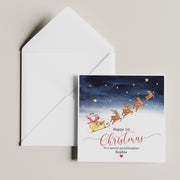 Personalised 1st Christmas Card for Granddaughter - Santa Watercolour Design