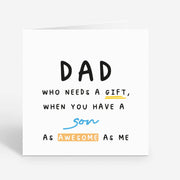 Dad Birthday Card - Funny Gift From Son Joke Greeting for Daddy