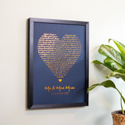 Personalised Metallic Foil Song Lyrics Heart Print