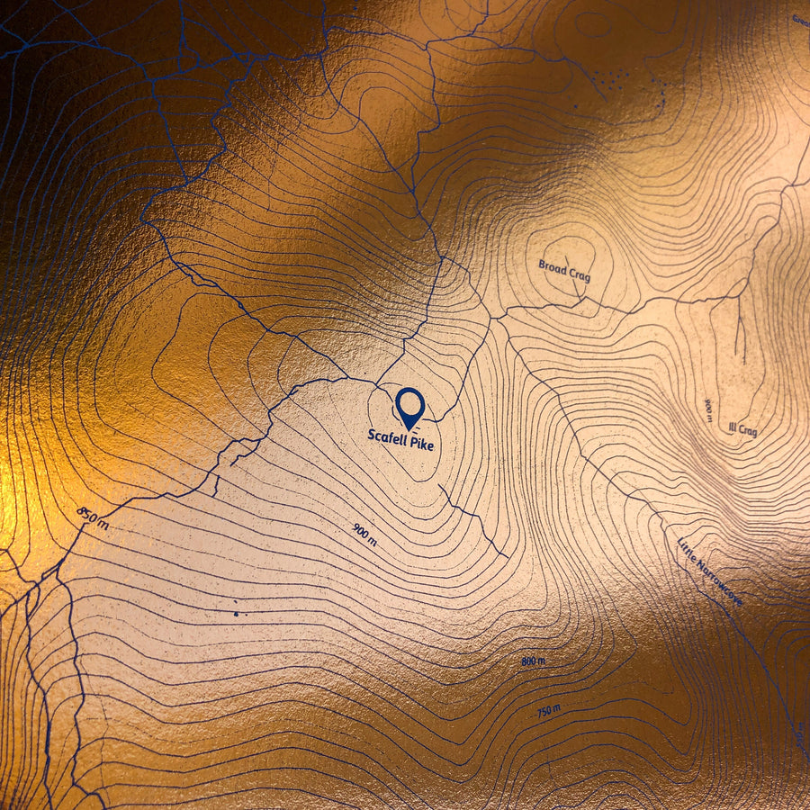 Custom Topographic Map  Metallic Foil Contour Map