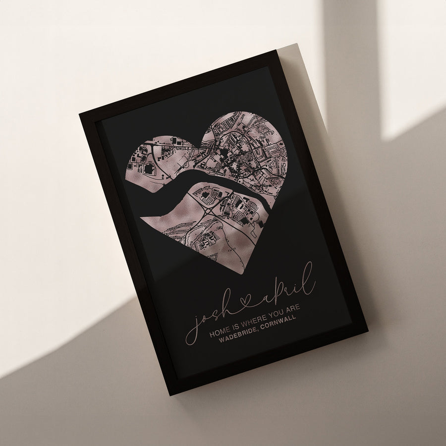 Metallic Foil Heart Shaped Street Map