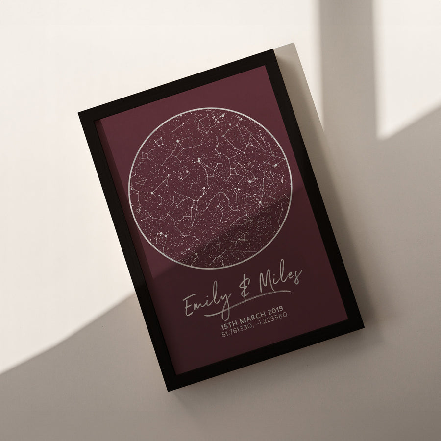 Personalised Foil Star Map Celestial Night Sky