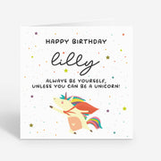 Personalised Unicorn Birthday Card - Any Age Daughter Granddaughter Niece Sister