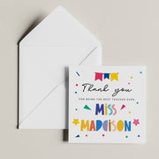 Personalised Teacher Thank You Card - End of School Rainbow Card with Gift Option