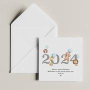 Personalised Newborn Welcome Card for Baby Boy - 2024 Birth