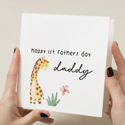 Personalized First Fathers Day Card - Giraffe Design