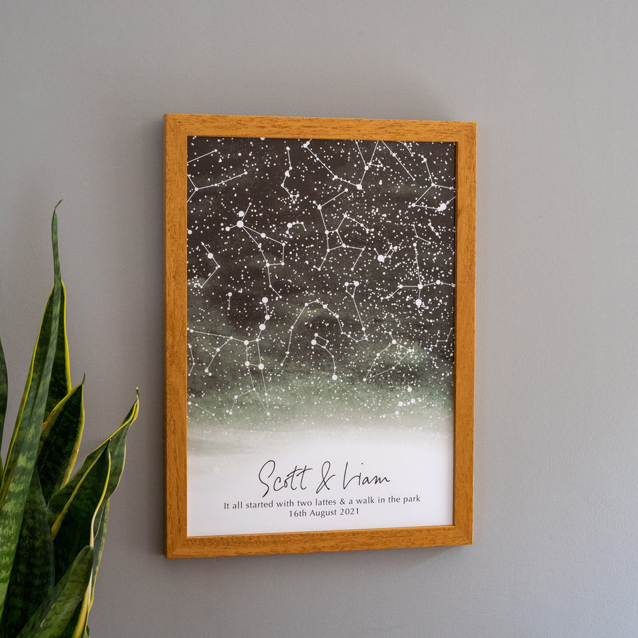 Personalised Watercolour Star Map Print