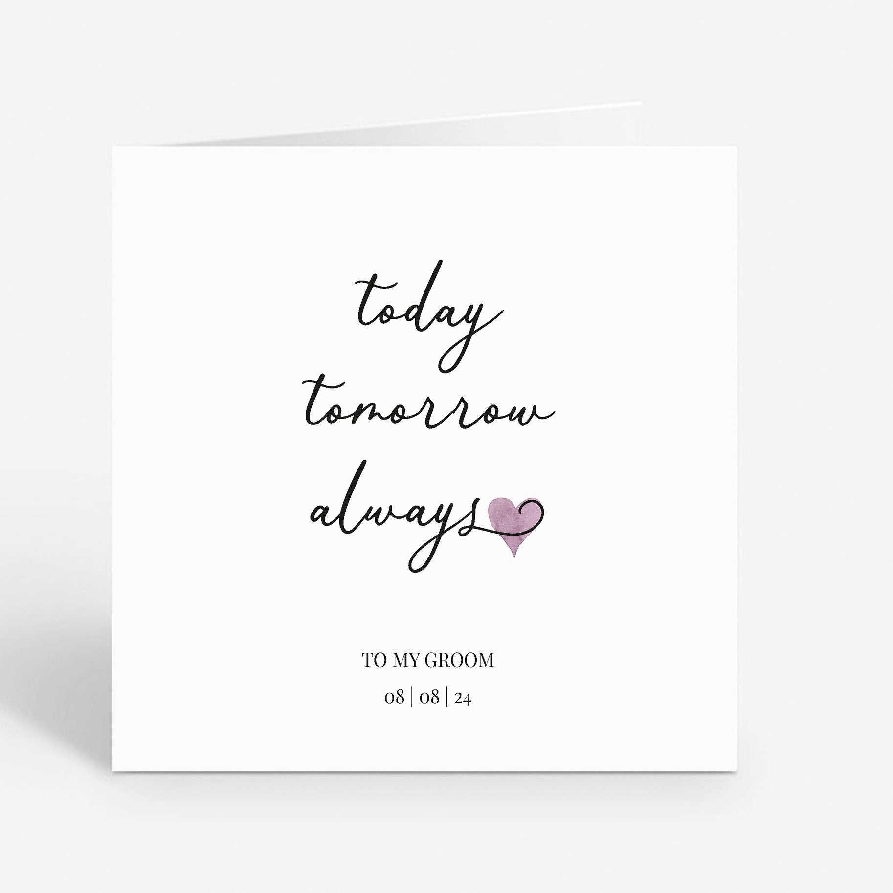 Wedding Day Card - Bride Groom Anniversary Romantic Minimal