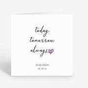 Wedding Day Card - Bride Groom Anniversary Romantic Minimal