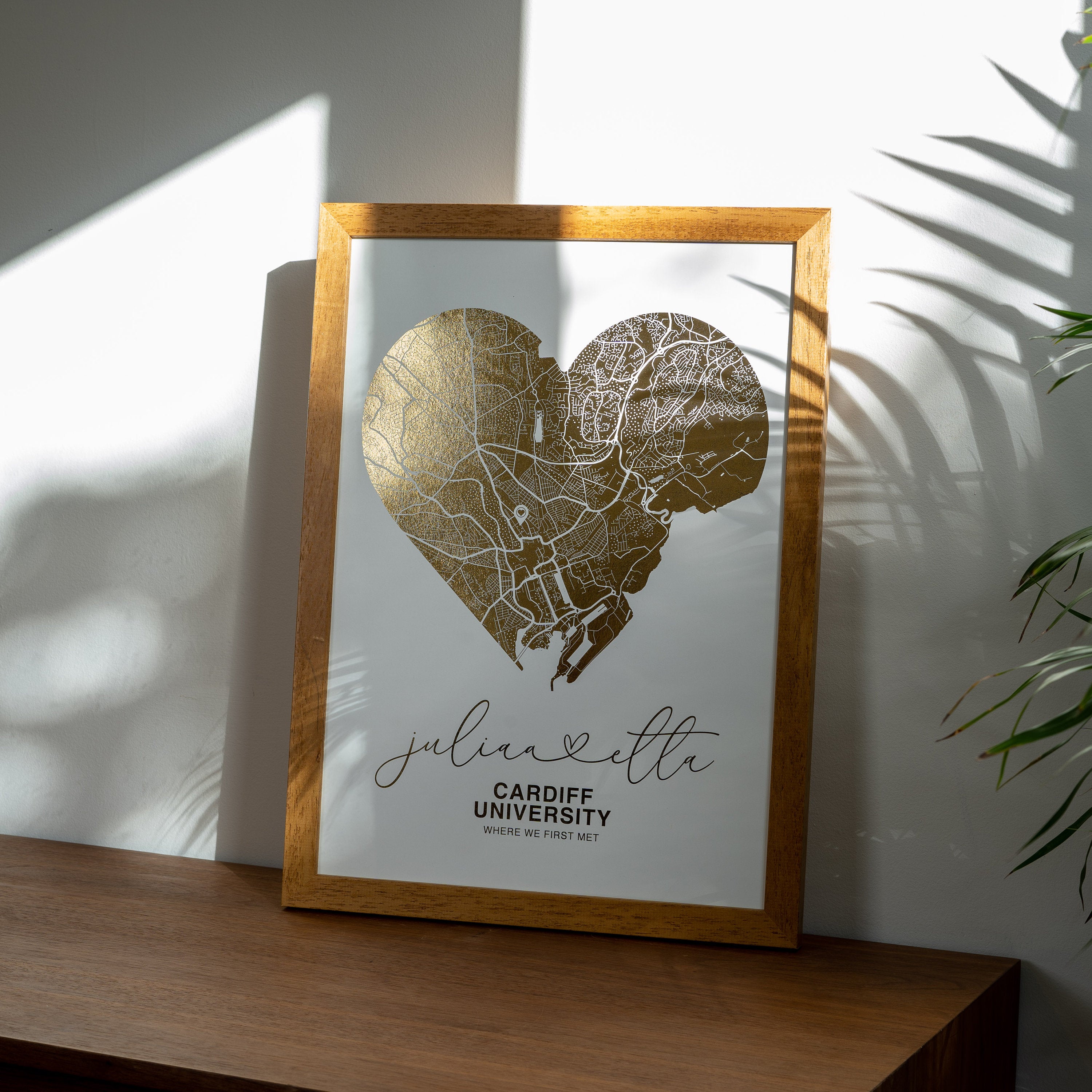 Metallic Foil Heart Shaped Street Map