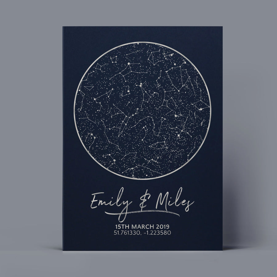 Personalised Foil Star Map Celestial Night Sky