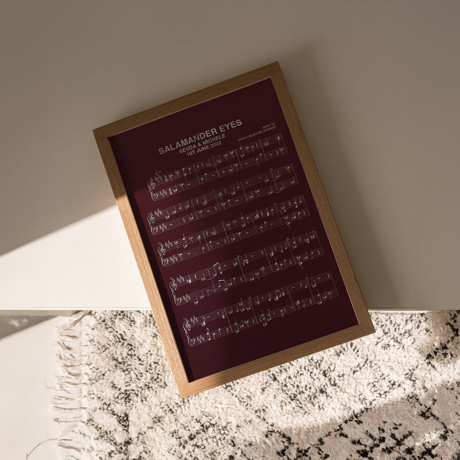 Personalised Metallic Foil Song Piano Music Print