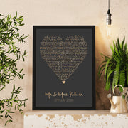 Personalised Metallic Foil Song Lyrics Heart Print