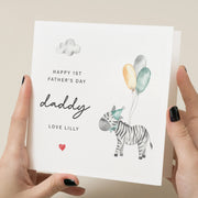 Personalized 1st Fathers Day Card for Dad - Baby Zebra Design