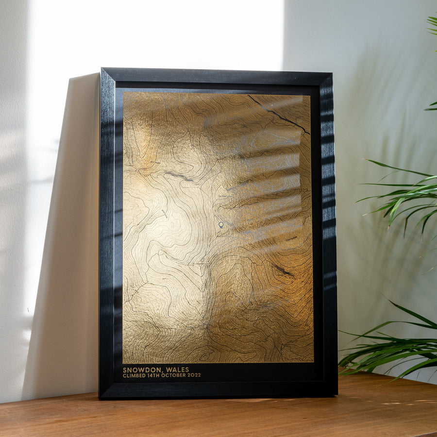 Custom Topographic Map  Metallic Foil Contour Map