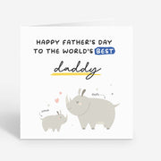 Personalised 1st Fathers Day Card - Baby Rhino Design - Daddy Gift