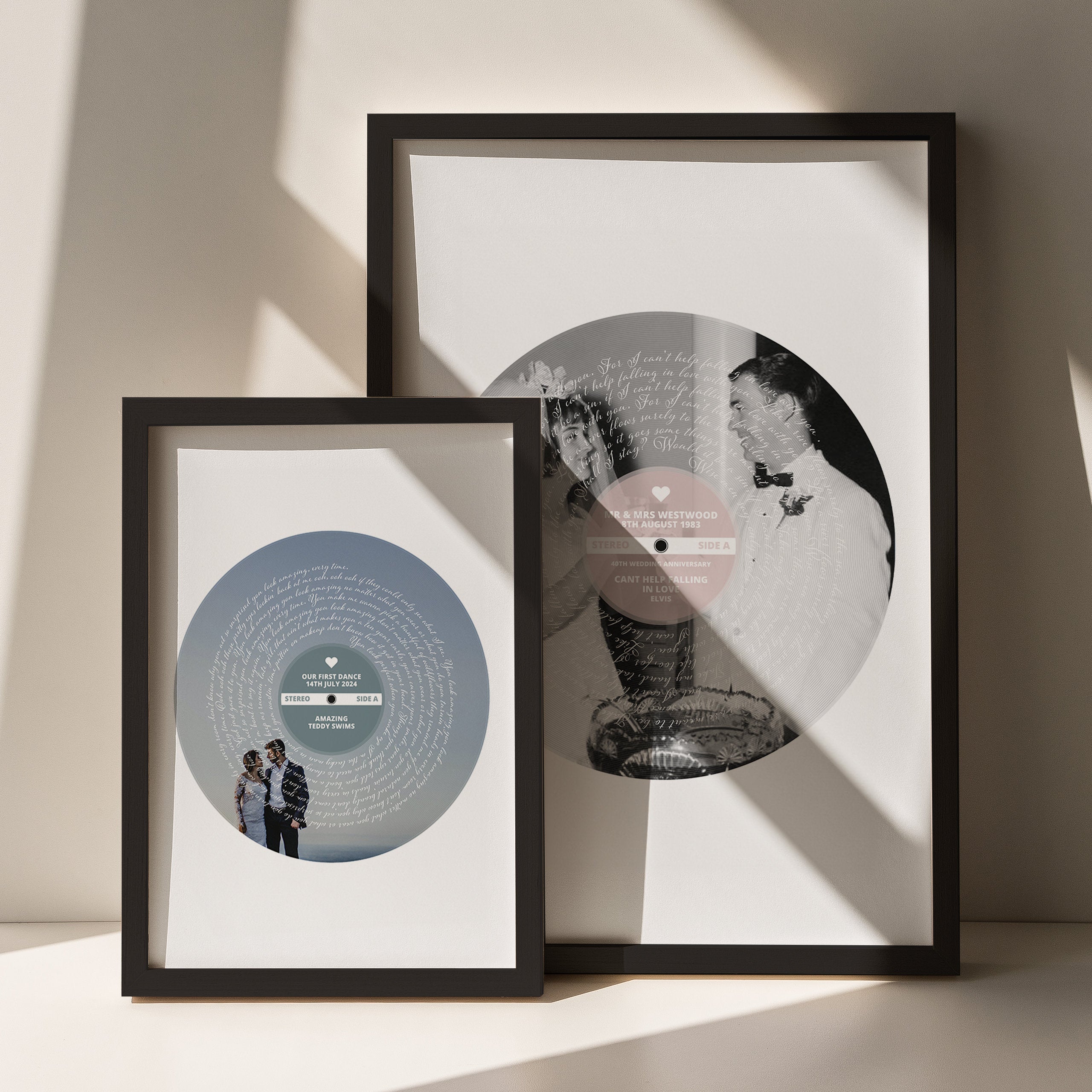 Personalised Photo Vinyl Song Lyric Print