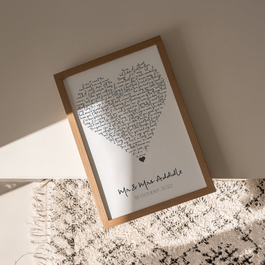 Personalised Heart Lyrics Print