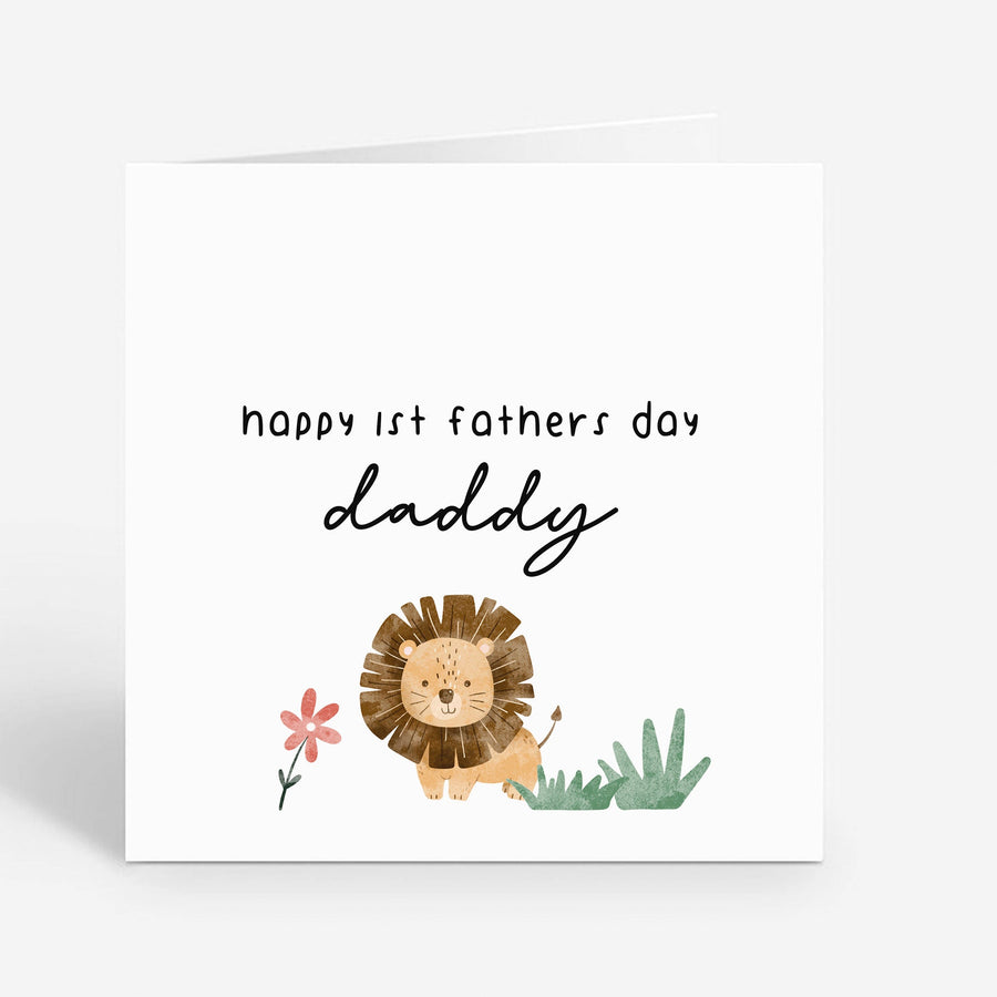 Personalised 1st Fathers Day Lion Card for Dad