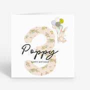 3rd Birthday Card for Girl Daughter Niece Granddaughter - Floral Personalised