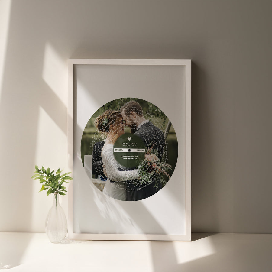 Personalised Photo Vinyl Song Lyric Print