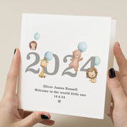 Personalised Newborn Welcome Card for Baby Boy - 2024 Birth