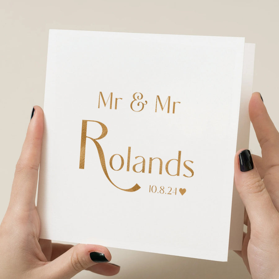 Personalised Metallic Foil Wedding Congratulations Card - Bride and Groom To My Bride and Groom Couples Card