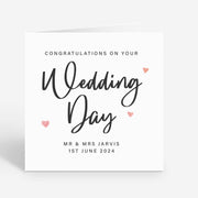 Personalized Wedding Day Card - Congratulations  Card