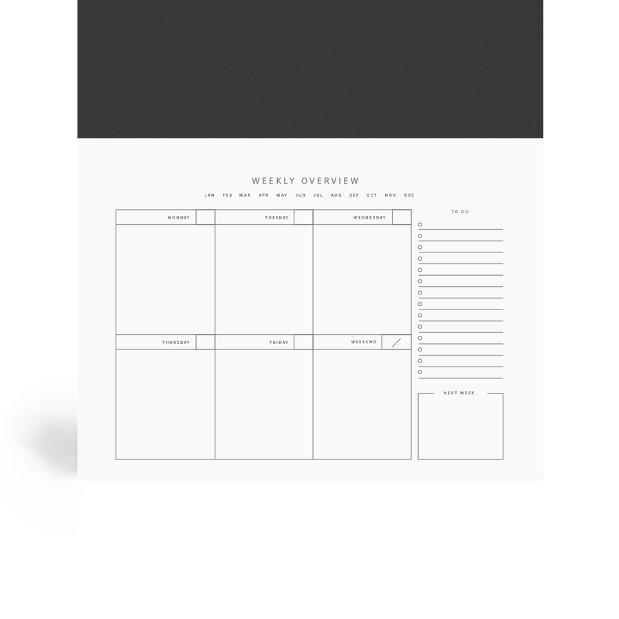 Dark Grey Weekly Desk Planner