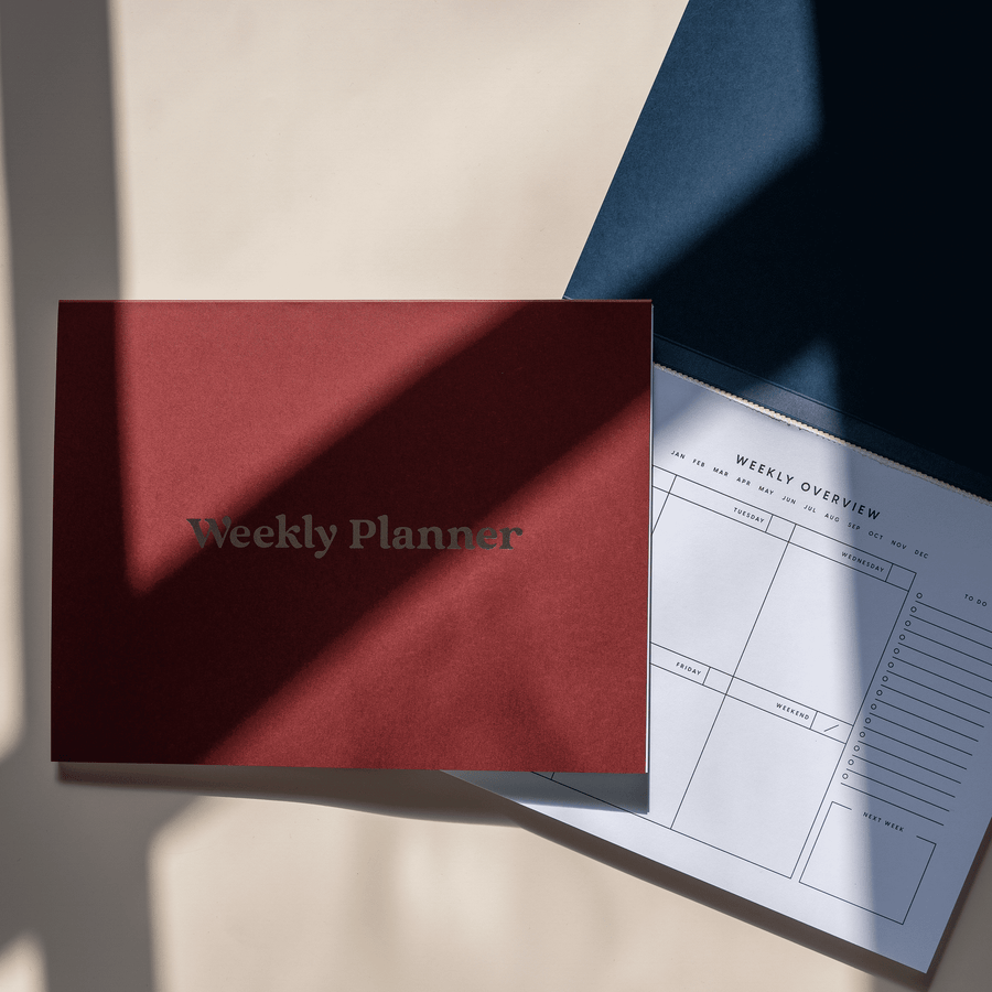 Foil Weekly Desk Planner - Red - Paperful