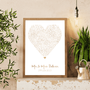 Metallic Foil Song Lyrics Heart Print - Paperful