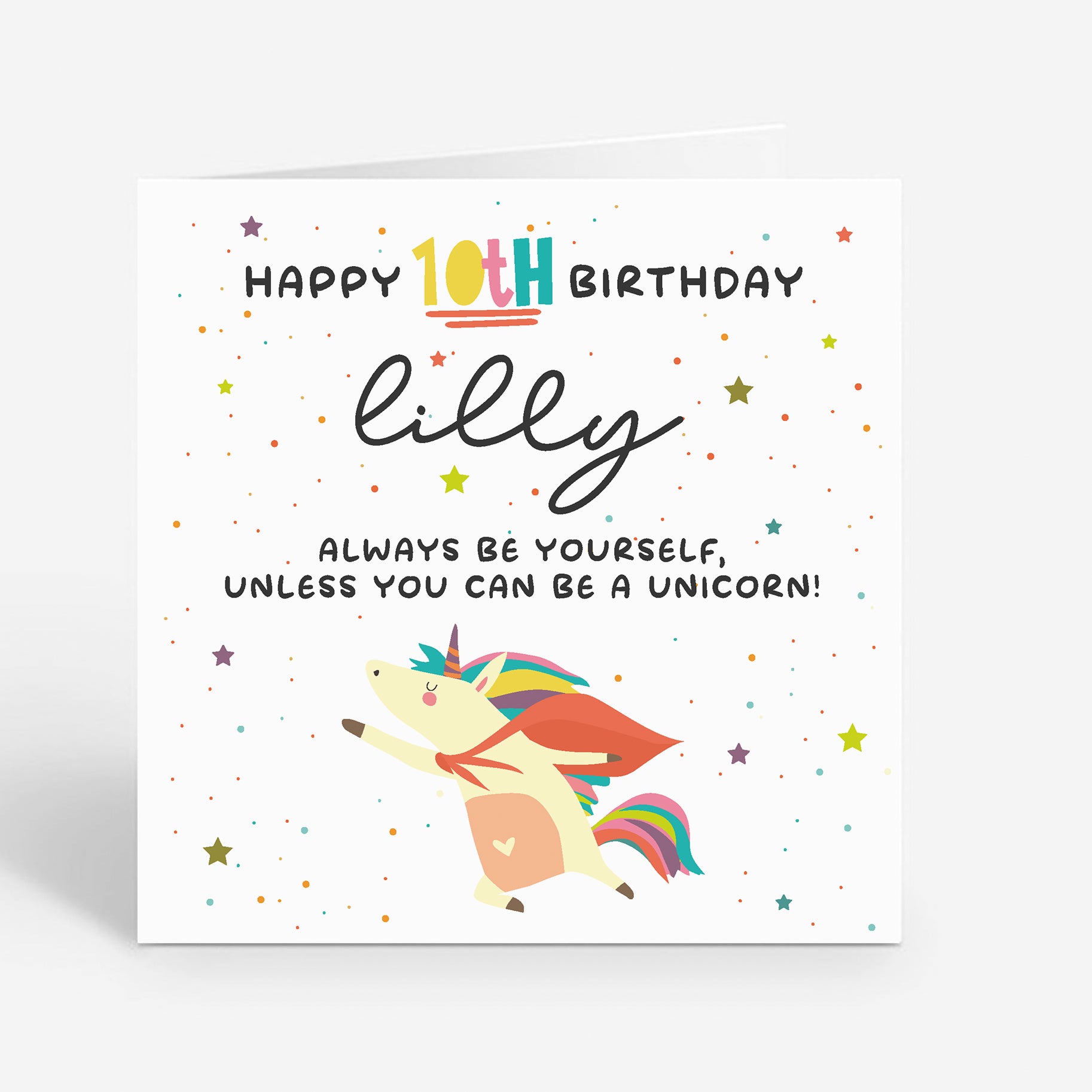 Personalised Unicorn 10th Birthday Card