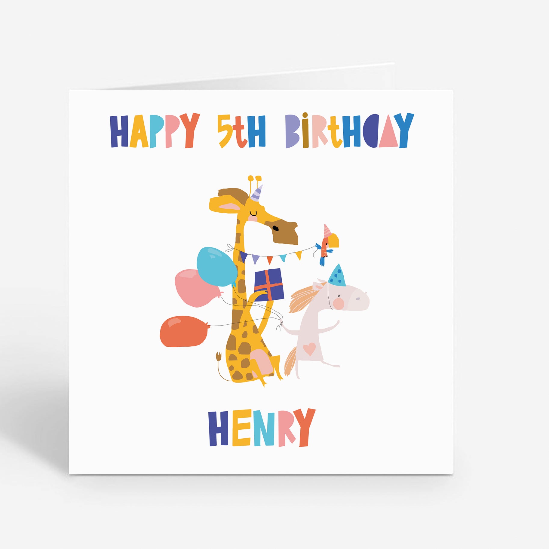 Personalised Happy 5th Birthday Giraffe Card