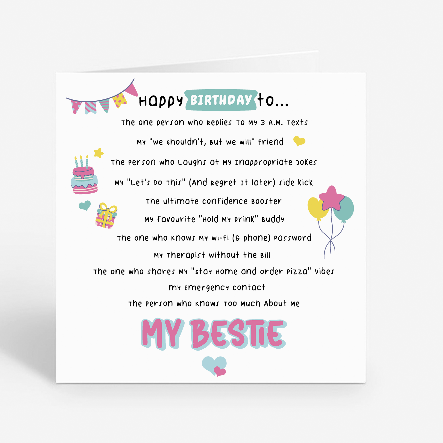 Bestie Birthday Card