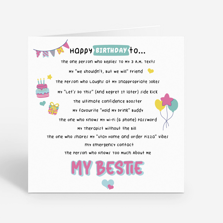 Bestie Birthday Card